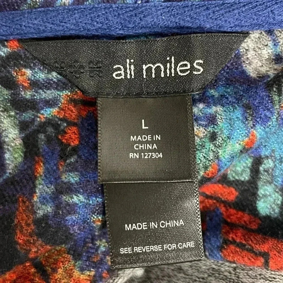 Ali Miles Abstract Artsy Colorful Cowl Neck Tunic Long Sleeve L Large Lagenlook - Picture 4 of 5